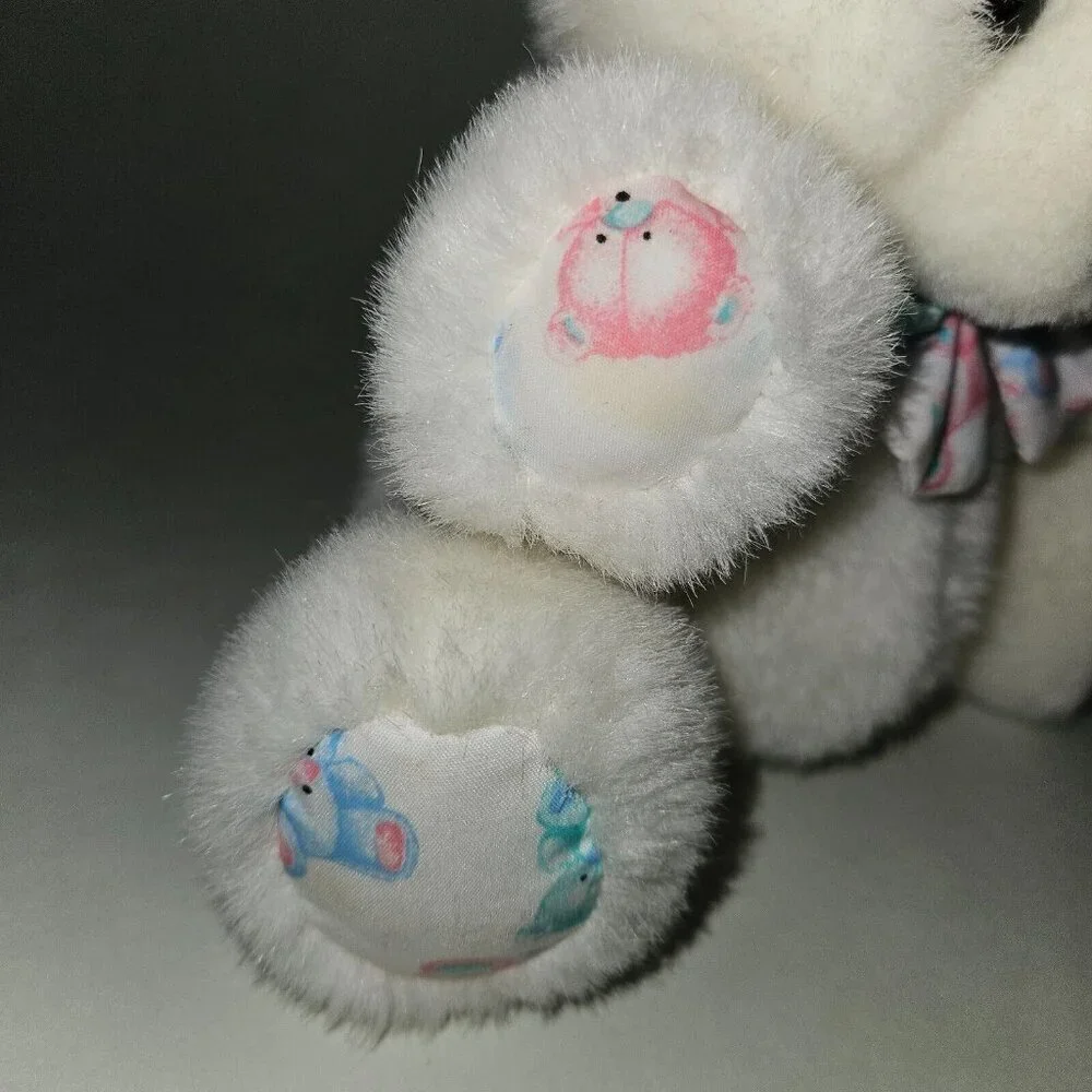 VTG Carter's White Teddy Bear Rattle Plush 8